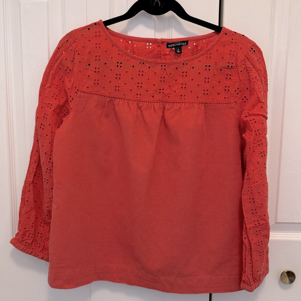 J. Crew top with eyelet sleeves